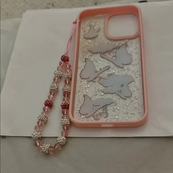 Butterfly iPhone Case with Beaded Strap - Picture 5 of 5